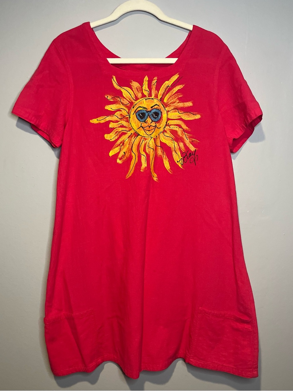 Vintage 80’s Art To Wear Color Me Cotton (CMC) T-shirt dress Sunshine Boho Artsy